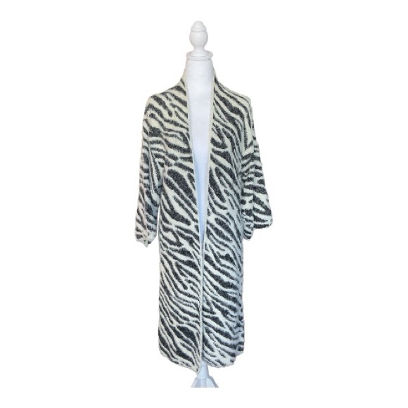 Anthropologie Flynn Zebra Kimono Knit Sweater Duster, One Size - Picture 2 of 4